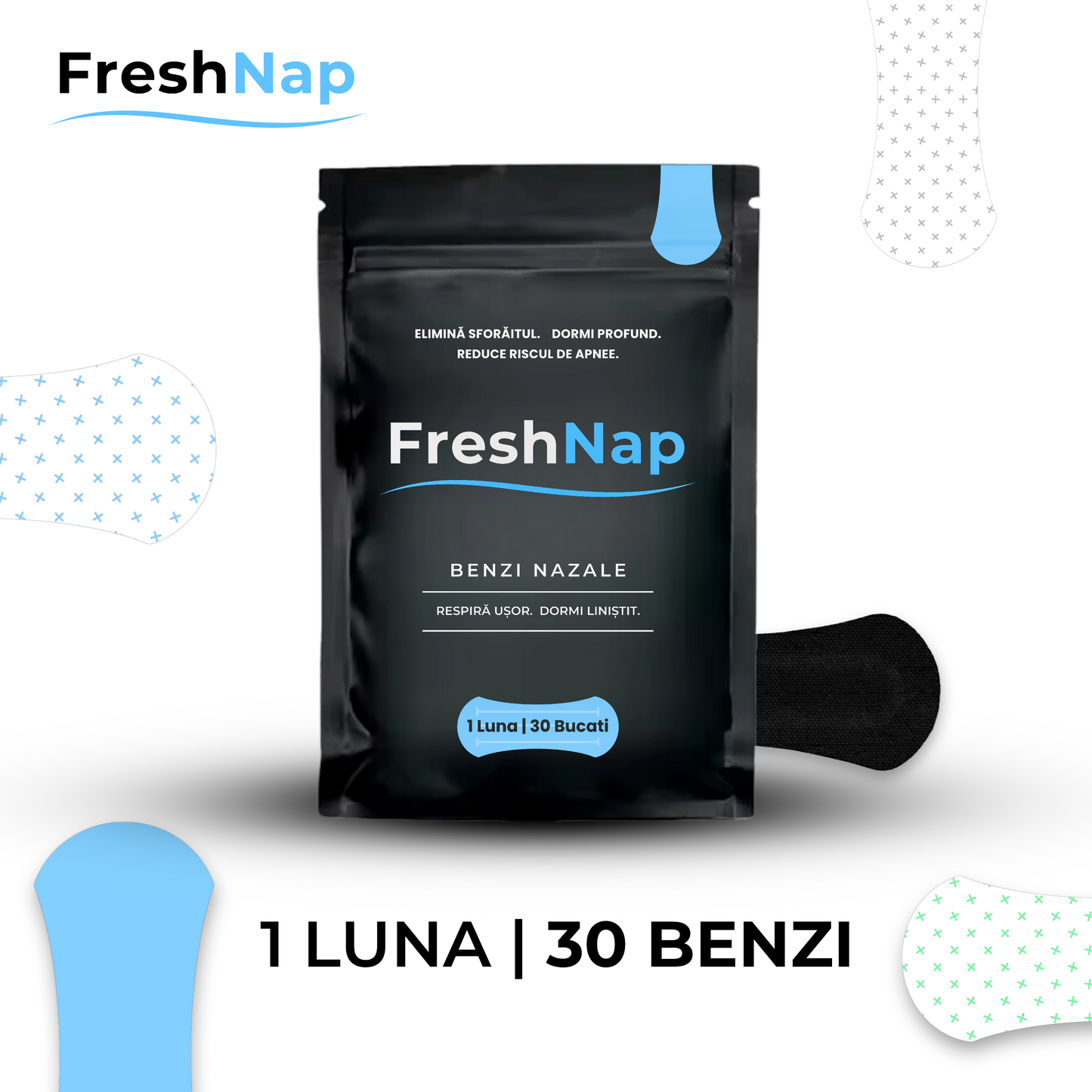 FreshNap | Benzi Nazale Anti-Sforăit | 30 BUC